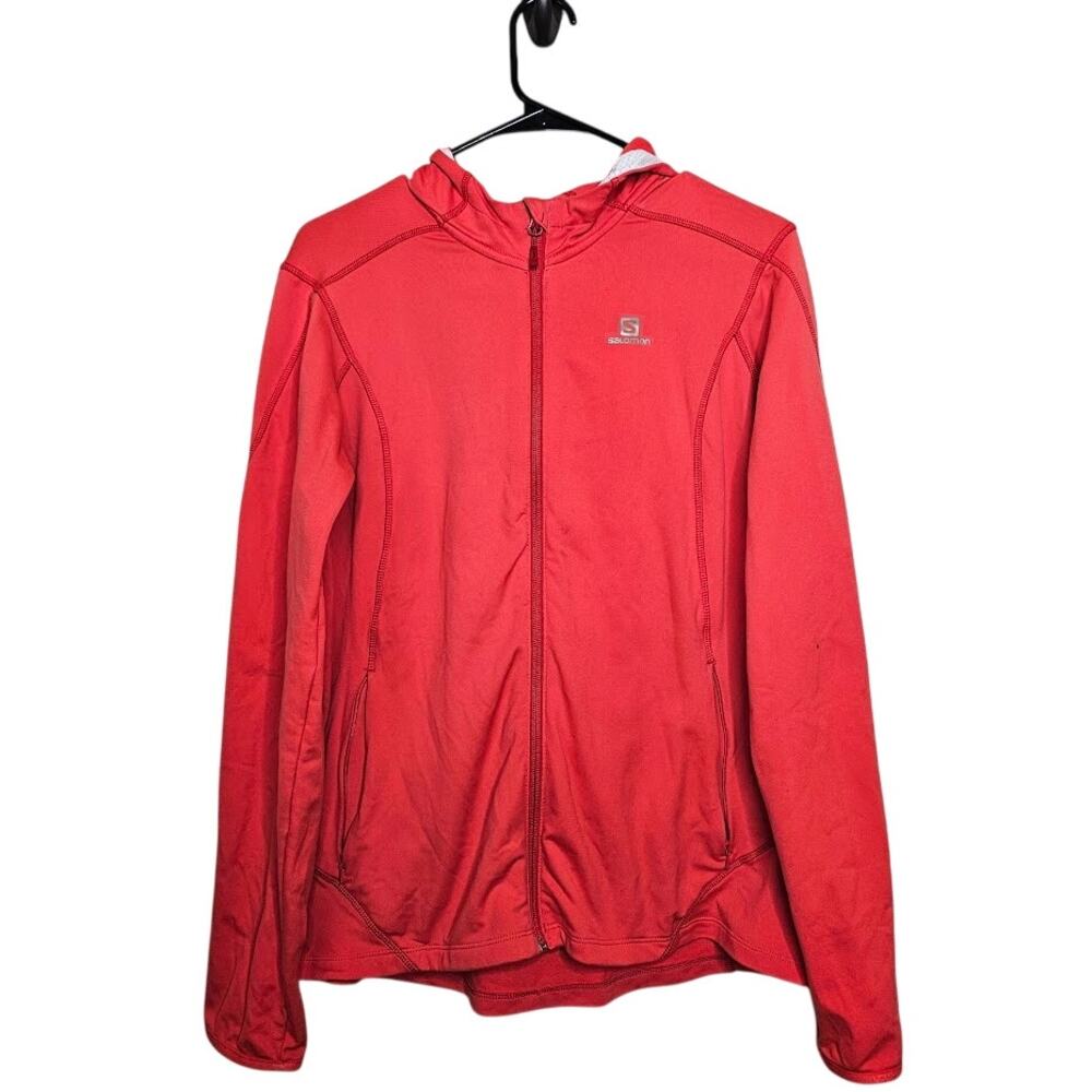 Salomon Full Zip Up Soft Shell Jacket Hooded Pink… - image 1